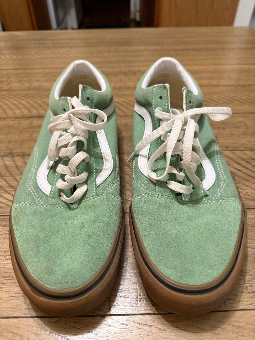 Green Suede Low-Top Sneakers with White Stripe VANS